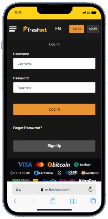 screenshot freshbet mobile application